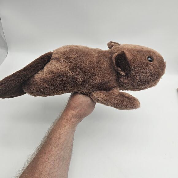 Beaver Hand Puppet Plush Stuffed Animal Brown Soft Toy Acrylic Polyester Kids - Picture 2 of 8